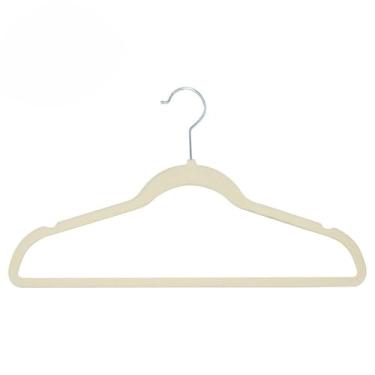 Imagem de Kit com Cabides de Veludo Bege 45cm - Cabide Fino para Guarda-Roupa, Super Resistente e Antiderrapante