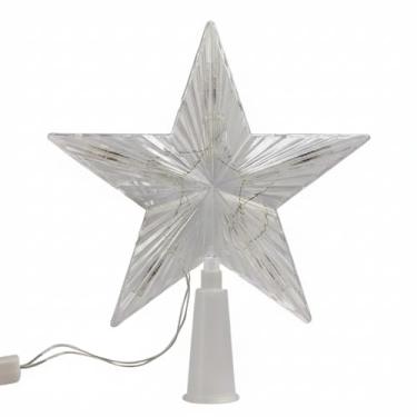 Imagem de Estrela Ponteira LED Colorida para Árvore de Natal, 15cm x 15cm, Polipropileno, 127V, Iluminação Decorativa, Cabo 68cm