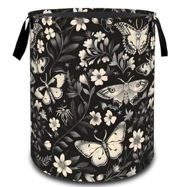 Imagem de VODRM Cesta de roupa suja floral de mariposa borboleta vintage, cesto organizador de brinquedos para crianças e adultos, cesto de armazenamento à prova d'água de tecido Oxford para quarto, banheiro
