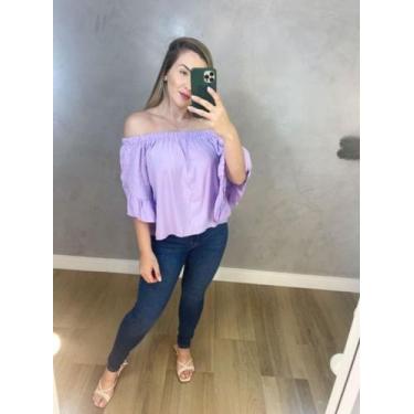 Imagem de Blusa ciganinha cropped moda feminina - Bms, Rosa