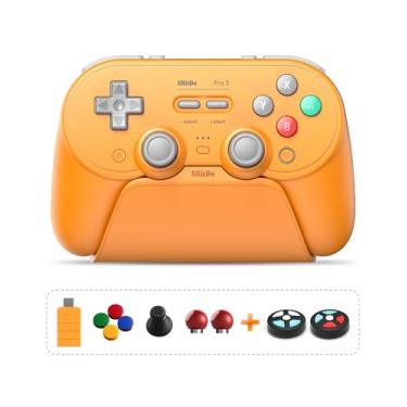 Imagem de 8Bitdo Pro 3 Bluetooth Controller for Switch/Switch 2 - TMR Joysticks, Swappable ABXY Buttons, Pro Back Buttons, Charging Dock, Hall Effect Triggers, Windows/Apple/Android（Yellow）