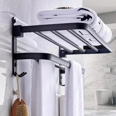 Imagem de Toalheiro De Parede Duplo Premium Porta Toalha Adesivo Sem Furo Banheiro Acessórios (Toalheiro Premium 57/60cm)