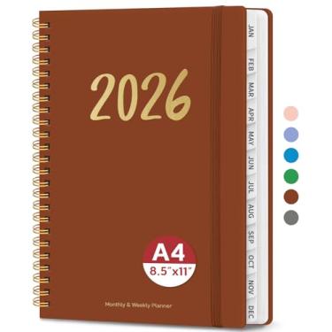 Imagem de Agenda 2026 – Agenda semanal e mensal, janeiro de 2026 a dezembro de 2026, encadernado em espiral, agenda 2026, bolso interno, perfeito para escritório, casa, material escolar – A4 (21,6 cm x 28 cm