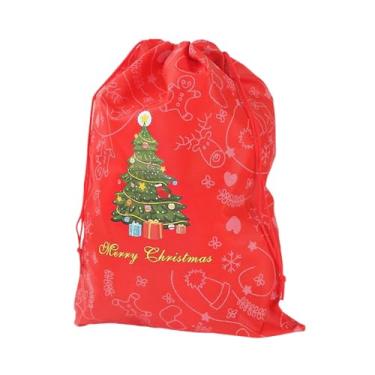 Imagem de Vaveren Saco de presente de Natal, bolsa para doces de Natal, saco para embrulho de presente em tecido não tecido com fecho de cordão para chocolates e, Vermelho