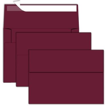 Imagem de Envelopes para convite, envelope A7 vermelho bordô, pacote com 50 envelopes de cartão 12 x 17 cm, para casamentos, cartões comemorativos, chá de bebê, fotos, aniversário