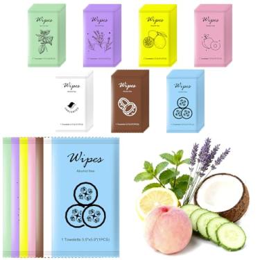Imagem de twoworld Toalhetes individuais para as mãos, lenços umedecidos embalados individualmente, limpeza a granel, tamanho de viagem, lenços umedecidos para viagens de restaurante (menta, limão, lavanda