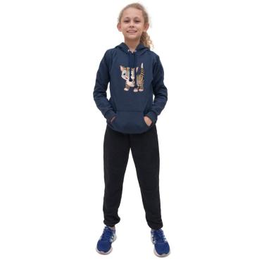 Imagem de Kit Blusa Moletom Menina Infantil Canguru Com Calça de Frio Lisa Para Escola Passeio Moda Inverno