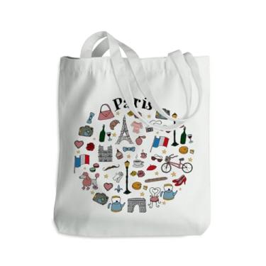 Imagem de Paris Lembranças Francesas Bolsa de Praia Weekender Canvas Tote Bag for Women Bestie Friend Travel Gifts Reutilizável Compras Sacolas de Mercearia Natal Aniversário Festa de Solteira