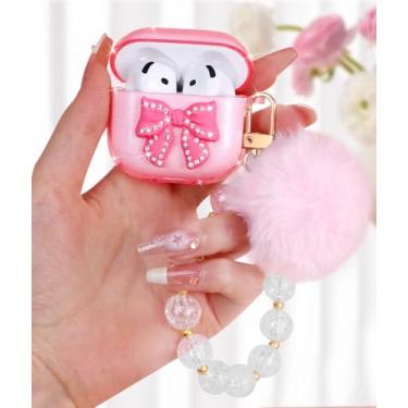Imagem de Boaretiu Capa para Airpods 4 para mulheres meninas meninas fofo Kawaii - com chaveiro feminino elegante capa capa para Airpod 4ª geração 2024, bola