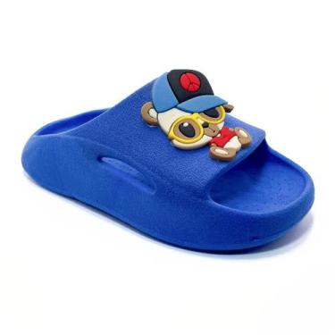 Imagem de Sandália Chinelo Slide Nuvem Menino Infantil Cachorro Boné Leve Confor