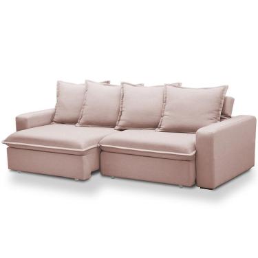 Imagem de Sofá Retrátil Reclinável Para Sala De Estar Living 195cm Vêneto F04 Veludo Rosê - Lyam Decor