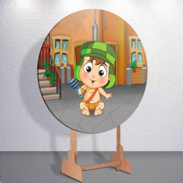 Imagem de Painel Redondo Festa Infantil Capa Menino da Vila com Barril Grande e 