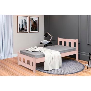 Imagem de Cama Solteiro Pop Moderna Com Estrado em Madeira Maciça. (Rosê)