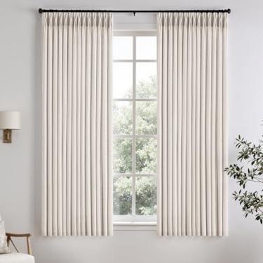 Imagem de Cortinas plissadas de 113 cm de comprimento, 2 painéis, cortinas curtas para janelas pequenas, cortinas plissadas de linho semitransparentes, cortina de privacidade para sala de estar, quarto, cortina