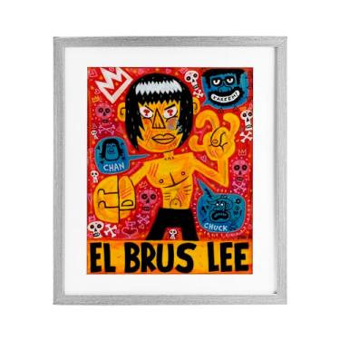 Imagem de Stupell Industries El Brus Lee Iconic Culture Impressão emoldurada preta sob vidro, design por Jorge R. Gutierrez, 21 x 17