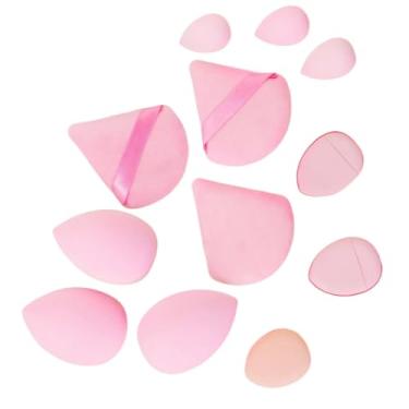 Imagem de 12 peças de pó para rosto, super macio para maquiagem seca e molhada/corretivo/pó solto e corporal/base / conjunto de esponja de maquiagem blush (rosa)