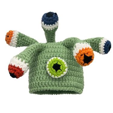 Imagem de Hshsclth Gorro unissex de crochê polvo com tentáculos de olho, chapéu de animal engraçado, presente de Halloween, acessório de cosplay, Verde menta, tamanho �nico