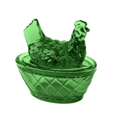 Imagem de Wenchest Cute Mini Glass Crystal Hens On Nests,Removable Lid Hen Figurine,Handmade Vintage Easter,Christmas Decor,Collectible Farmhouse Ornaments (1, Green)