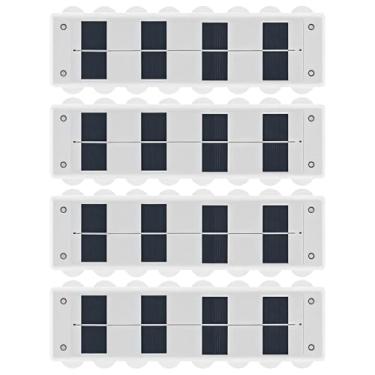 Imagem de 4 luzes de cerca ao ar livre movidas a energia solar, suporte de parede à prova d'água, brilho LED ajustável, material ABS + PC para deck, jardim, pátio, luz de 6 a 12 horas