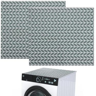 Imagem de Pacote com 2 tapetes protetores para máquina de lavar roupa, 25,5 x 60 cm, capas de lavadora e secadora de diatomita, tapetes antiderrapantes absorventes resistentes a arranhões para eletrodomésticos
