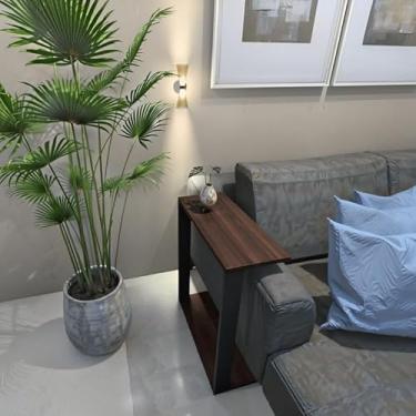 Imagem de Mesinha Lateral Para Sofá Estilo Industrial MDF, mesa apoio, mesa auxiliar sofá, mesa de canto(Preto e Tabaco)