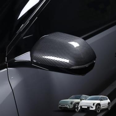 Imagem de Cnaurda 1 par de capa protetora de espelho externo para carro, conjunto de capa de espelho retrovisor lateral compatível com acessórios Kia EV3 2024-2025 (carbono)