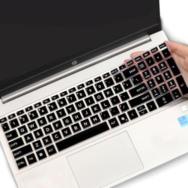 Imagem de Capa de Teclado MUBUY-GOL para Laptop HP 15.6 Polegadas 2025-2023 Série 15-fc, 15-fd, 15z-fc000, 15-fc0093dx, 15-fd0005dx, 15-fd0083wm - Silicone Preto À Prova D'água E Poeira