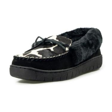 Imagem de ARIAT Mocassim feminino Ivy – Pantufa de couro de camurça genuína, sem cadarço, com sola de borracha, estilo slip-on, Pônei preto, 37