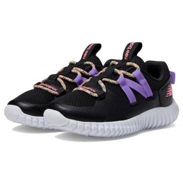 Imagem de New Balance Tênis de corrida unissex infantil Playgruv V2 Bungee, Preto/Violeta Crush/Hi-lite, 1 Wide Little Kid