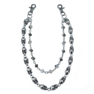 Imagem de Corrente de calça punk gótica de metal de camada dupla, caveira estética escura e corrente de cintura de dados para homens e mulheres, acessório de jeans hip-hop