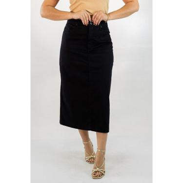 Imagem de Saia Jeans Midi Feminina Alta Preta Básica Anticorpus-Feminino