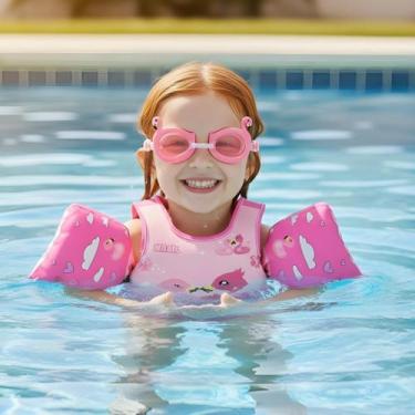 Imagem de Kit Infantil Boia e Colete SalvaVidas Óculos Natação Criança Praia e P