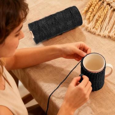 Imagem de Corda de juta de 100 m para artesanato faça você mesmo, corda feita à mão para projetos de tecelagem, embrulho, jardinagem e decoração de casa