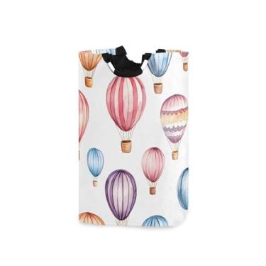 Imagem de GUIJI Balões de ar quente cesto de roupa suja com alças, cesto de roupa suja dobrável à prova d'água para lavanderia, dormitório, família, armazenamento de banheiro