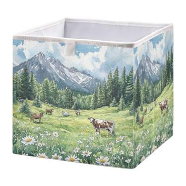 Imagem de SEHANY Cesto de armazenamento dobrável Mountains Lanscape, organizador de tecido grande, dobrável, para roupas, brinquedos, livros, armário, berçário, 38 x 27 x 17 cm