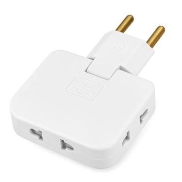 Imagem de Adaptador de Tomada Articulado com 3 Entradas 10A – Plug Dobrável, Compacto, Seguro, Ideal para Casa, Escritório e Viagens, Tomadas para Eletrônicos e Pequenos Eletrodomésticos PREMIUM (Branco)