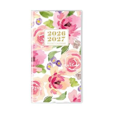Imagem de Calendário de bolso 2026-2027, agenda mensal de bolsa 2026-5028 - 17 cm x 3,7 pol. - Funciona de janeiro de 2026 a dezembro de 2027, agenda de bolso 2026-2027 com capa de PVC para planejamento