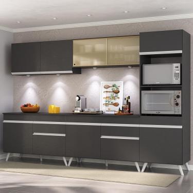 Imagem de Armário De Cozinha Completa 5 Peças Com Leds Mp2014.898 Veneza Up Multimóveis Preto