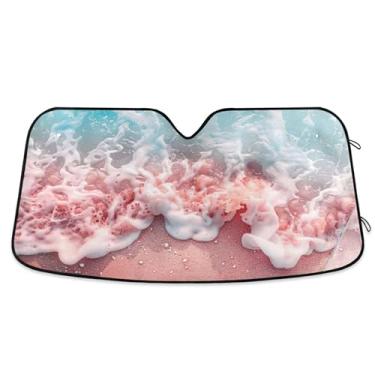 Imagem de SEHANY Para-brisa de carro de verão, mar, praia, para-sol para mulheres, pára-brisa frontal dobrável para carro, caminhão, SUV - Protetor de viseira de sol automotivo bloqueia os raios UV mantém seu