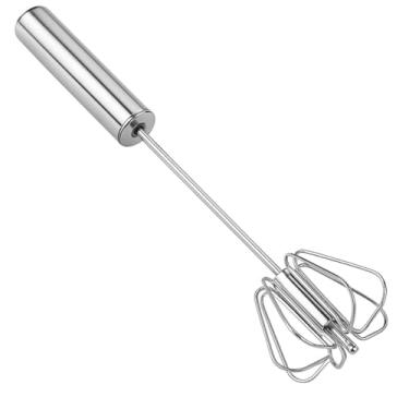 Imagem de Fuê Fouet Batedor Mixer Ovos Claras Misturas Culinárias Espumador de Leite Bater Mexer Semiautomático 29,5x6cm Aço Inoxidável Não Enferruja Resistente Durável Utensílio de Cozinha Premium