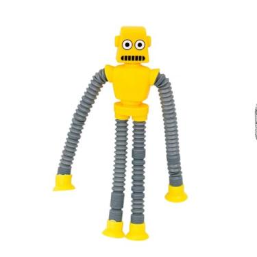 Imagem de Robo Pop It Estica Puxa, Brinquedo Sensorial com Luz Colorida, Braços Extensíveis com Ventosas, Plástico e Borracha, 16-40cm, Para Crianças Acima de 3 Anos