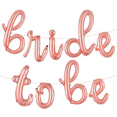 Imagem de KatchOn, Rose Gold Script Bride To Be Balloons - 16 Inch | Bridal Shower Balloons for Bachelorette Party Decorations | Rose Gold Bride Balloons for Bridal Shower Decorations | Bride To Be Decorations
