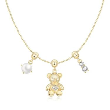 Imagem de Nupdot Colar de urso dourado para mulheres e meninas – Colar hipoalergênico com pingente de urso de pelúcia removível, joias fofas, presentes para Natal, aniversário, aniversário