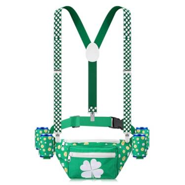 Imagem de Pochete de Dia de São Patrício, cinto de trevo, cintura com suspensórios, suporte para bebidas, bolsa de trevo para lembrancinha de festa irlandesa, Conforme mostrado., Bonito
