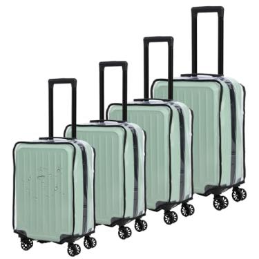 Imagem de MAQUITA Conjunto de capa de mala de PVC transparente de 4 peças – protetor de bagagem para malas de 50 a 61 a 71 cm