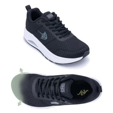 Imagem de M MGRNDL Tênis feminino de caminhada com bico largo com suporte de arco tênis ortopédico de largura larga para fascite plantar alívio da dor EUA 6-11, Preto, 8 Wide