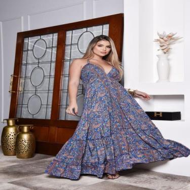 Imagem de Vestido longofeminino indiano costa nua luxuoso b1010 - Iva Indiana, A