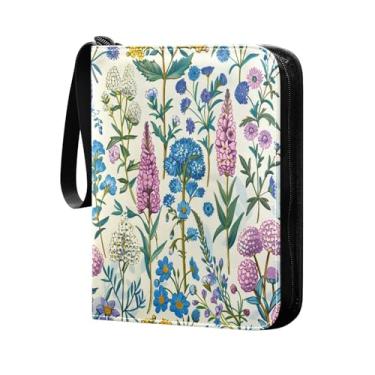 Imagem de Wassud 4 bolsos para fichário de cartões colecionáveis Wildflowers comporta 400 cartões padrão à prova d'água TCG CCG MTG álbum presentes para colecionadores meninos meninas