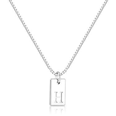 Imagem de Poxtex Colar feminino com inicial de prata 925 em camadas delicadas, colar com pingente de letra A-Z, à prova d'água, moderno, com nome, não mancha, personalizado para presentes de joias para meninas