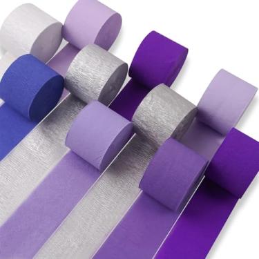Imagem de PartyWoo Serpentinas De Papel Crepom Roxo, 10 Rolos, Pacote 240 M, Em Tons Escuro, Claro E Pastel Para Decoração Festa Aniversário, Chá Bebê, Formatura Borboleta (4,5 Cm X 24 M/Rolo)